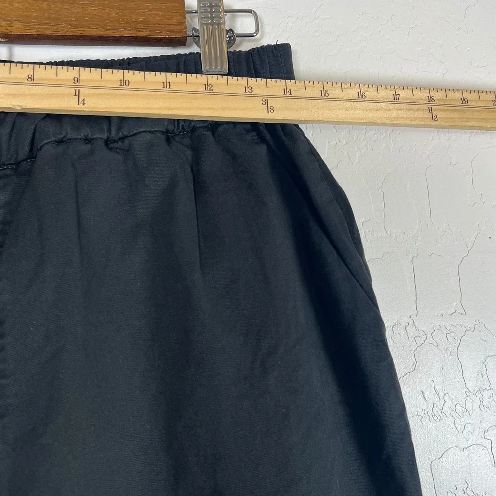 Everlane Womens Black Wide Leg Elastic Waist Cropped Pull On Pants Size L